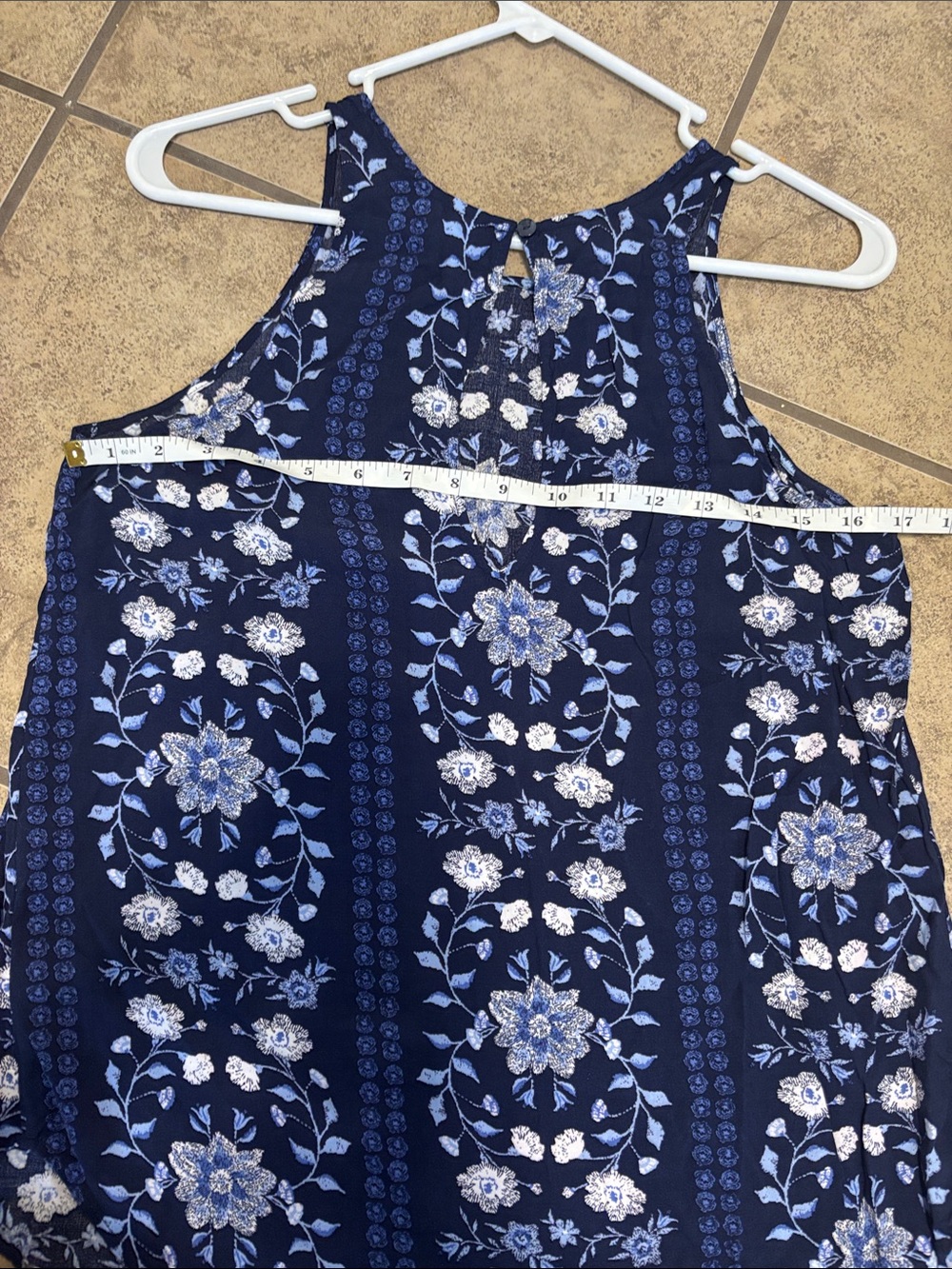 Old Navy Navy Blue Floral Tank Blouse - Picture 7 of 7